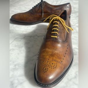 Allen Edmonds oxfords custom faux patina 9.5D w antique wood trees & NOS laces